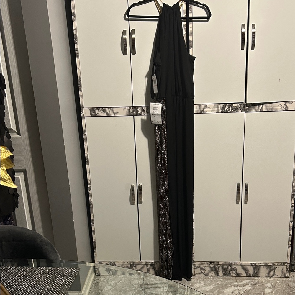 MSK Black/Gold Glitter Wide Leg Jumpsuit
